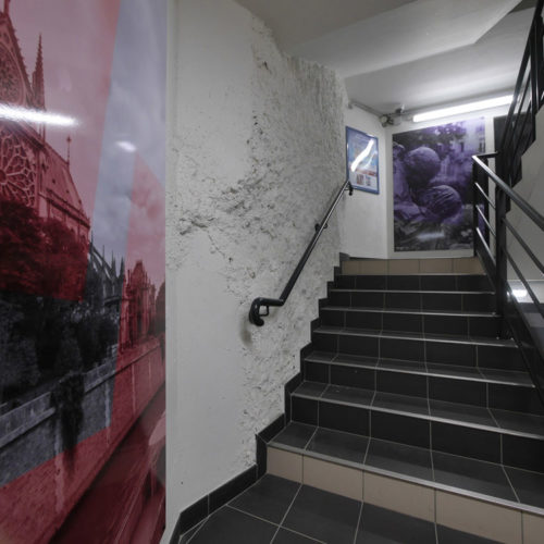 Décor mural photographique pour les escaliers du parking Lagrange à Paris - SAEMES