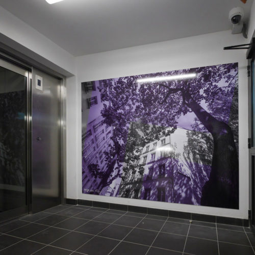 Décor mural photographique pour les escaliers du parking Lagrange à Paris - SAEMES