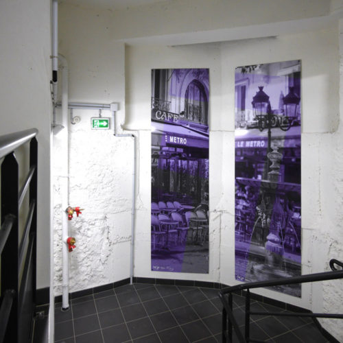 Décor mural photographique pour les escaliers du parking Lagrange à Paris - SAEMES
