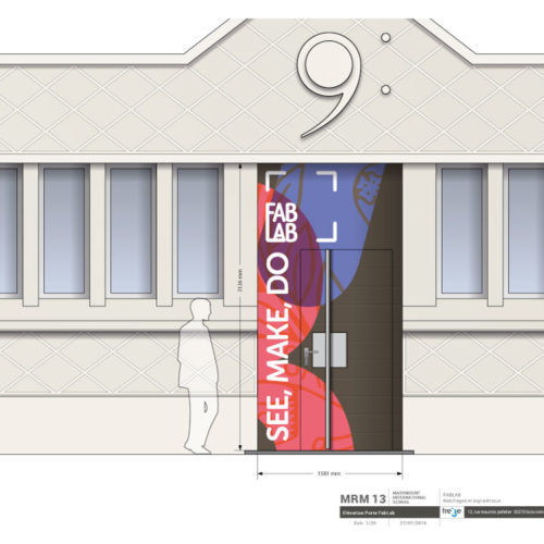 Etude Habillage porte extérieure dibond avec création graphique