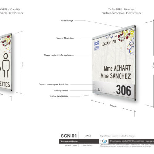 Conception et réalisation de plaques nominatives intérieures avec chiffres en relief et braille pour un EHPAD
