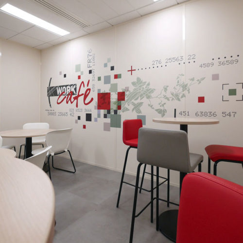 Design mural - Habillage mural Work Café pour la Société Générale à Lyon