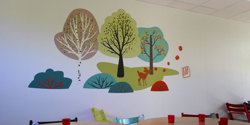 Design mural pour l'espace repas de la Maison d'Enfants à Caractère Social (MECS) de Worhmout AFEJI