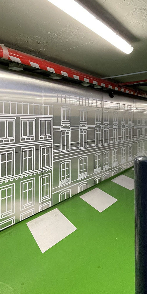 Design mural accueil Parking Haussmann Berri SAEMES 01